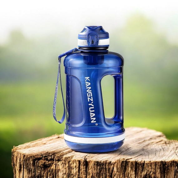 Эко-бутылка KANGZYUAN 1500 мл (1.5 л) - Синяя Tritan BPA-free, ударопрочная, спортивная с ручкой и ремешком | Зображення 5