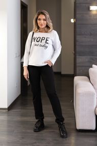 Женский спортивный костюм Nope весна-осень свитшот и джоггеры GF7126 цвет белый + черный, размер 54/56