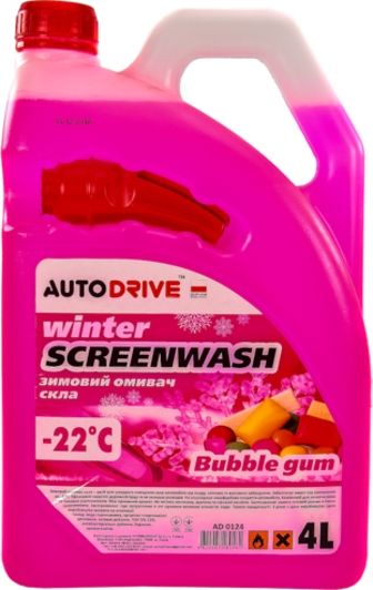 Омивач скла зимовий, Auto Drive Winter Screenwash _Bubble Gum_-22 °C, 4Л.(1шт.) AD0124