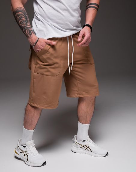 Мужские удлиненные свободные шорты с большими карманами RA2247, цвет бежевый, размер L | Зображення 3