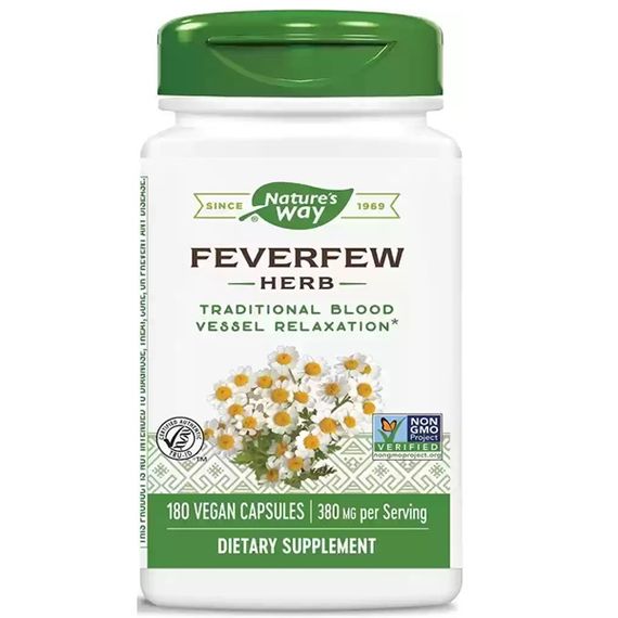 Комплекс для профілактики тиску та кровообігу Nature's Way Feverfew Herb 380 mg 180 Veg Caps NWY-12808