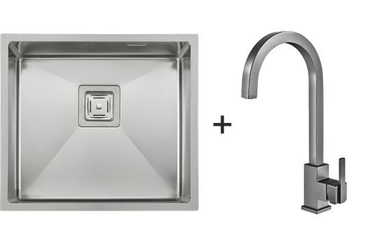 Мийка Quadro 49 Celldecor + Змішувач FKM 71 Inox 8213.401.0044