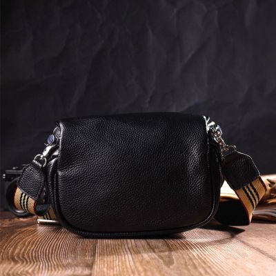 Сумка Vintage Напівкругла через плече з натуральної шкіри Чорна (22079) | Зображення 1