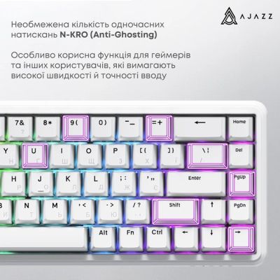 Клавиатура Ajazz AK680 MAX Magnetic Switch RGB USB White (AK680-WM-W-A) | Зображення 5