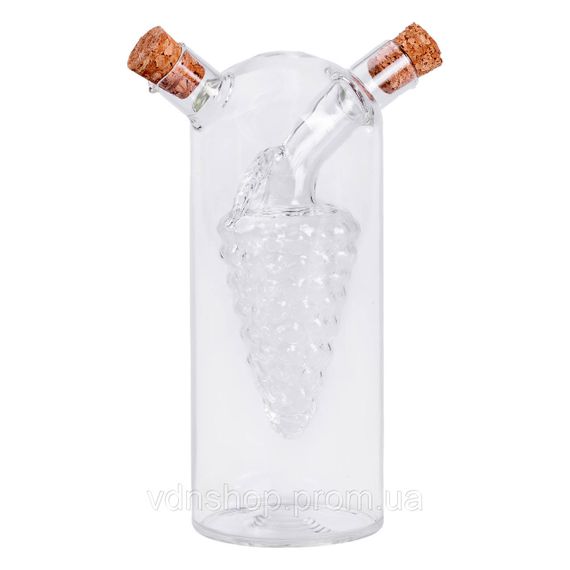 Пляшка для олії та оцту 2 в 1 скляна 380 мл для оливкової, соняшникової олії та оцту HP-34-14