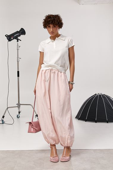 В'язана футболка-поло із ґудзиками - молочний цвет, ONE SIZE (є розміри) | Зображення 2