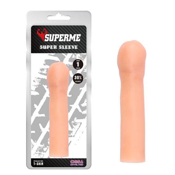 Насадка подовжуюча Chisa Superme з закритою головкою, бежевий Sex Aura