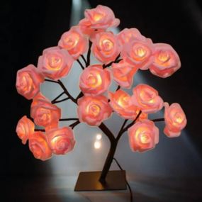 Лампа настольная LED Дерево розовая роза 220V NNG-05 Черная Теплый свет
