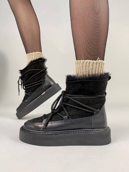 Угги женские кожаные черные