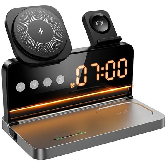БЗУ Hoco DWQ03 North 4in1 with alarm clock Black | Зображення 2