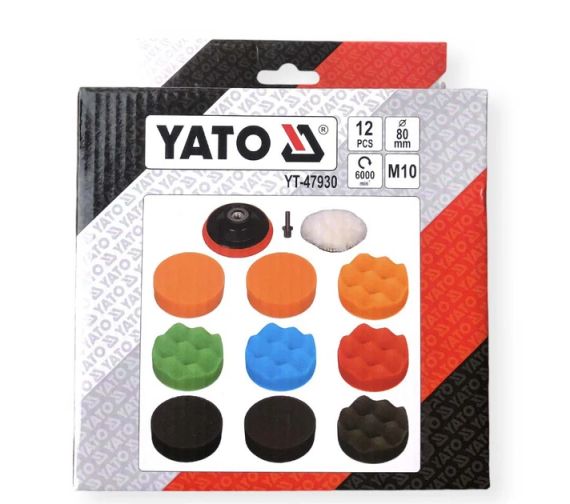 Набор губки мех полировальные липучка 25х80 мм М10 12 штук YATO YT-47930 | Зображення 5