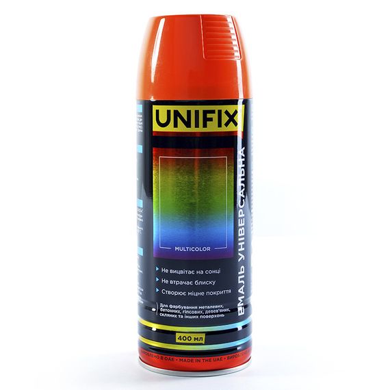 Емаль універсальна акрилова RAL2004 жовтогарячий глянець 400 мл UNIFIX 951017