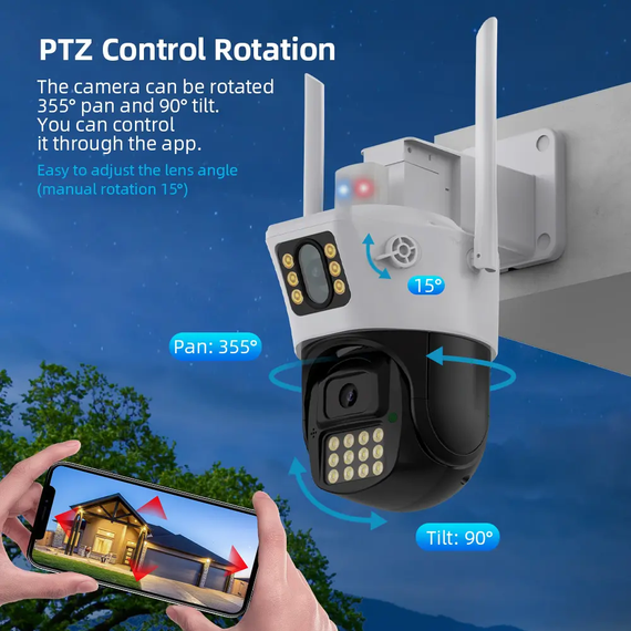 Вулична 6MP IP Камера 2 в 1 WiFi Поворотна TOX EP5 ICSEE | Зображення 3