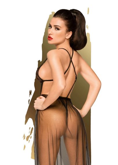 Комплект мереживне боді і спідниця Penthouse Best Foreplay Чорне L/XL | Зображення 1