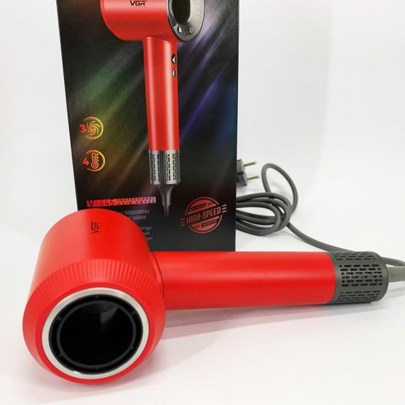 Фен професійний VGR V-445 RED, 3 рівні обдування, 4 рівні температури, 1600 Вт | Зображення 5