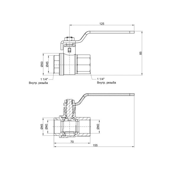 Кран кульовий Thermo Alliance Base 1 1/4 ВР для води (важіль) SD600W32 | Зображення 1