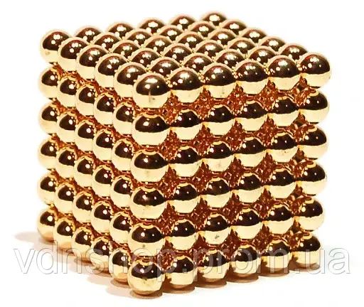 Головоломка Неокуб золотий NeoCube у боксі 216 кульок металевий 5 мм