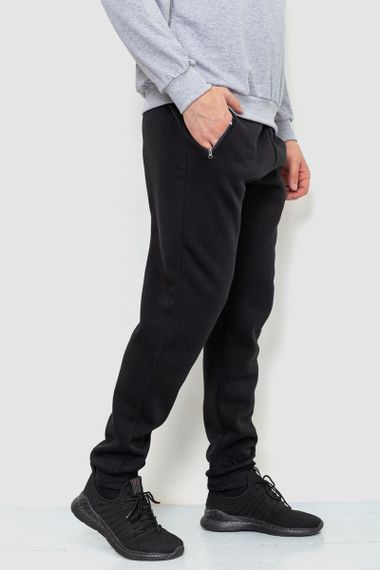 Спорт чоловічі штани на флісі, колір чорний, 244R41269 | Зображення 2