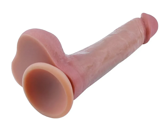 Большой фаллоимитатор с мошонкой на присоске OYO - Dildo Double Layer Silicone YQW-072 (длина 22 см, диаметр 3.8 см) Sex Aura | Зображення 3