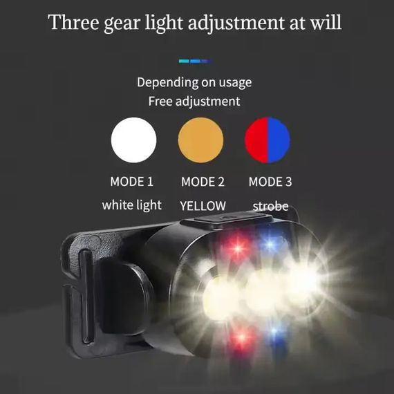 Налобний ліхтар з usb зарядкою YD02-COB (White+red+blue), Ліхтарик на голову для роботи PQ-45