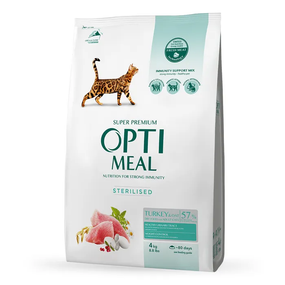 Сухий корм Optimeal Sterilised для дорослих стерилізованих котів, індичка та овес 4кг