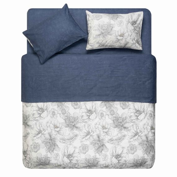 Набір постільної білизни 1,5сп Ardesto Gloria, 160х220см, 100% бавовна, сатин, півонія, синій (ART1622PD) | Зображення 1