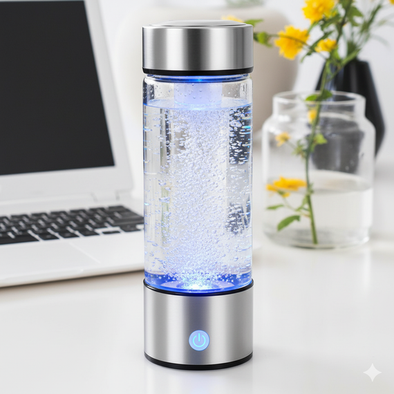 Компактний іонізатор водневої води 420 мл USB зорядкою сріблястий | Зображення 1