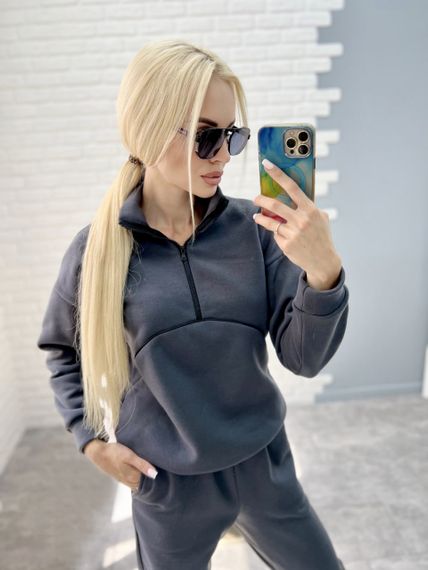 Женский теплый спортивный костюм на флисе, GF5699 цвет серый, размер 46/48 | Зображення 2