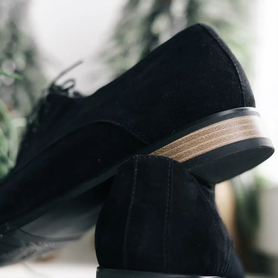 Туфлі чоловічі замшеві, чорні 45 розмір 29 см | Зображення 3