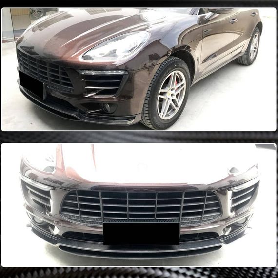 Накладка на передній бампер Lip V2 (2014-2018, Карбон) для Porsche Macan рр | Зображення 2