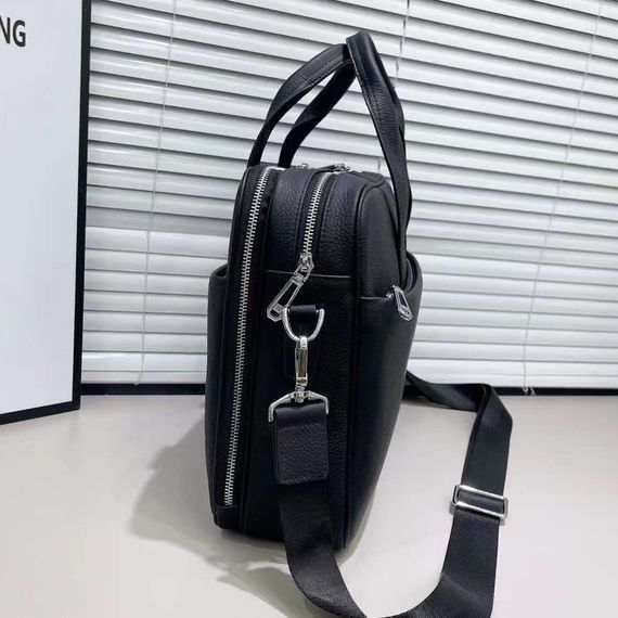 Шкіряна чоловіча ділова сумка-портфель портфель для ноутбука чорний Tiding Bag 56901 | Зображення 2