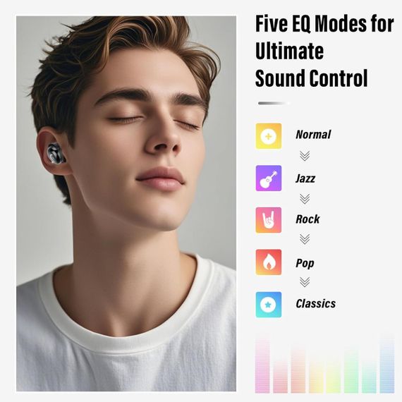 Навушники-вкладиші для сну Bluetooth 5.4 з сенсорним екраном, 48 годин роботи, IPX7, міні гарнітура з еквалайзером, для сну на боц | Зображення 3