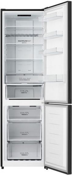 Холодильник Gorenje NRK620EABG4 з нижньою морозильною камерою,  2 двері, 243л, 110л, A++, NoFrost Plus, дисплей, Fresh zone, чорне скло (NRK620EABG4) | Зображення 2