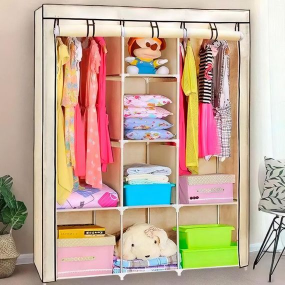 Складана шафа домашня WARDROBE, Компактна каркасна шафа для одягу тканинна wardrobe HE-87