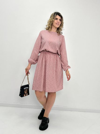 Женское легкое платье в горошек из софта GF08576 цвет пудровый, размер 46/48 | Зображення 3