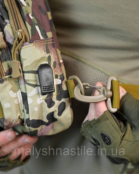 Армейская нагрудная сумка рюкзак с USB портом Защитник  мультикам ДЛ7538 | Зображення 5