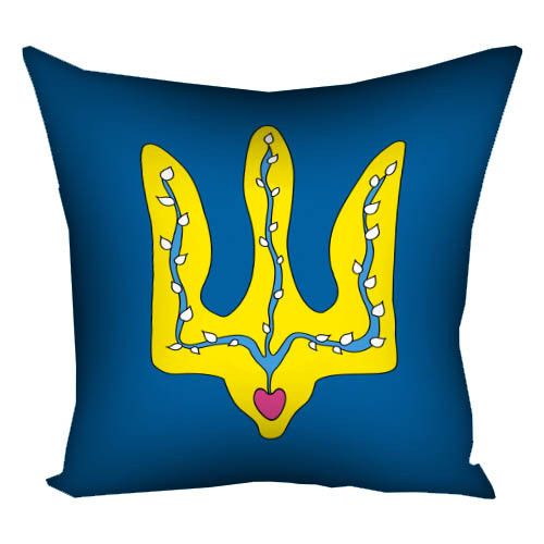 Подушка габардинова з принтом Тризуб 50x50 (5P_22S001)
