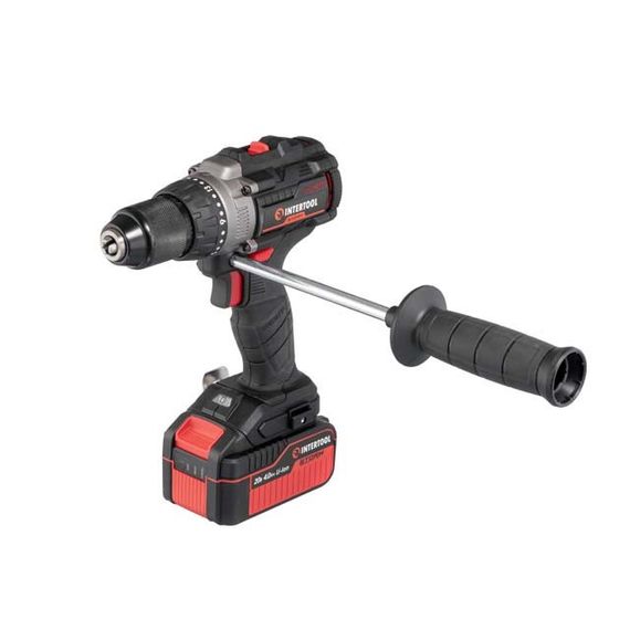 Дриль-шуруповерт акумуляторний ударний з безщітковим двигуном 100 Нм INTERTOOL WT-0361 | Зображення 1