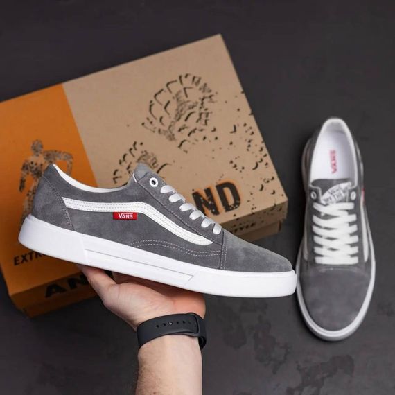 Демісезонні шкіряні (замш) кеди Vans сірі | Зображення 4
