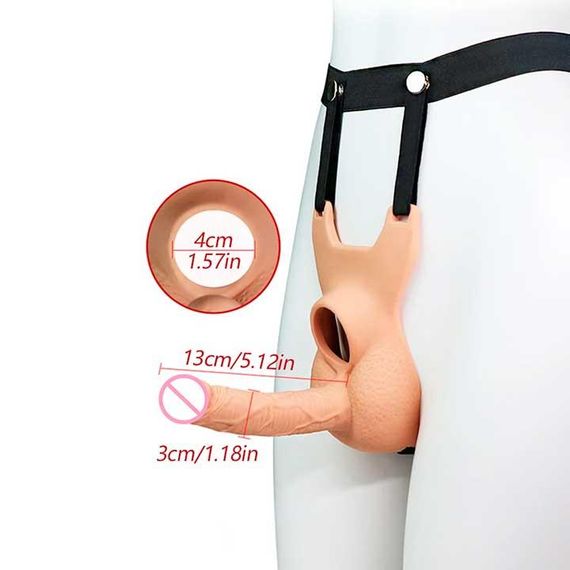 Анальний фаллоїмітатор на ремені для подвійного проникнення Lovetoy Vibrating Unisex 10 режимів вібрації | Зображення 2