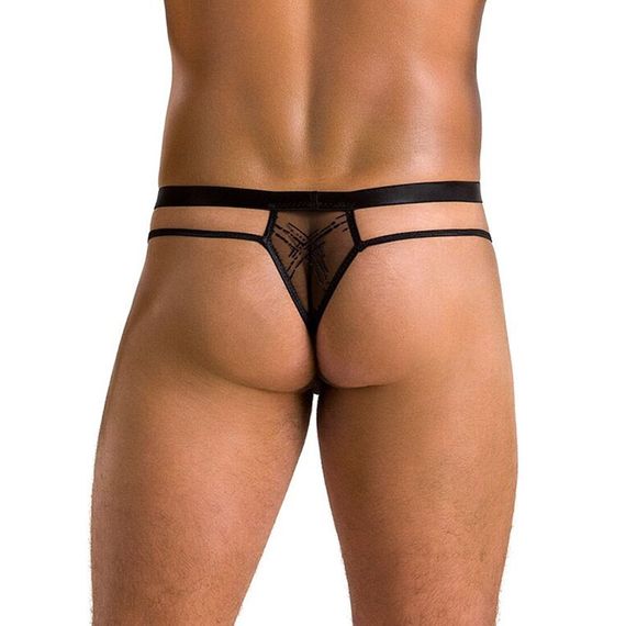 Мужские прозрачные стринги Passion 029 THONG COLLIN S/M Black, сетка | Зображення 1