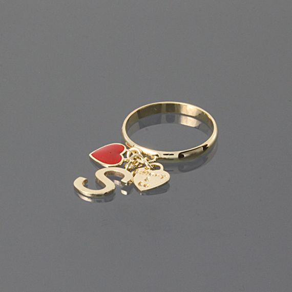 Кольцо из желтого золота с эмалью и буквой 20.5 | Зображення 3