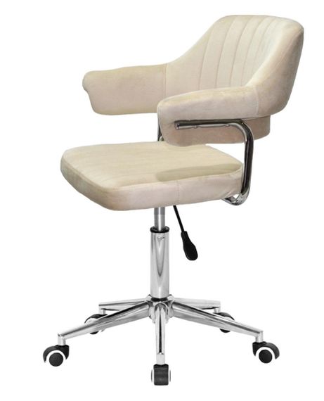 Крісло Jeff Modern Office велюр бежевий B-1032, на хромованій нозі-хрестовині модерн із колесиками