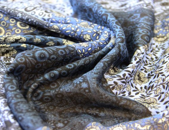 Батист італійський бавовняний натуральний ромби patchwork з орнаментом G 214 | Зображення 1