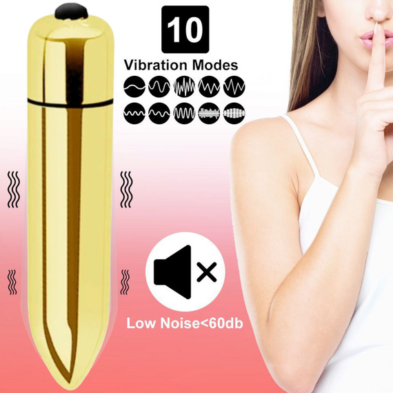 Компактний мінівібратор, ВіброПуля з 10 режимами вібрації золото sexstyle | Зображення 3