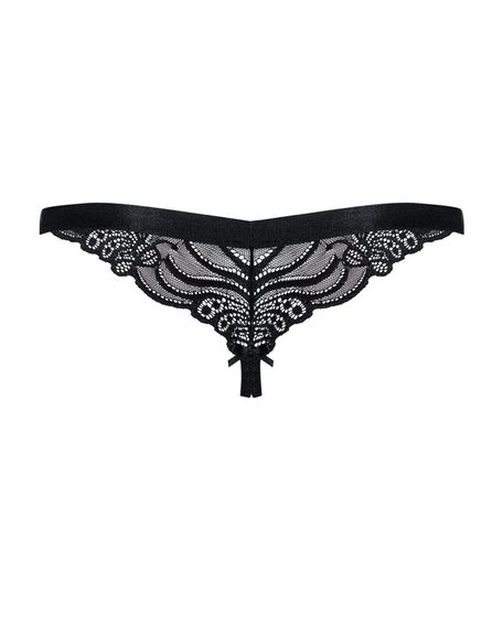Мереживні танги з доступом Obsessive 828-THC-1 crotchless thong L/XL, чорні | Зображення 5