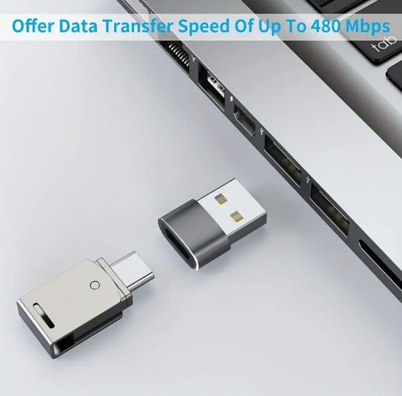 Переходник с USB на Type-C OTG, USB Type-C. Чёрный | Зображення 2