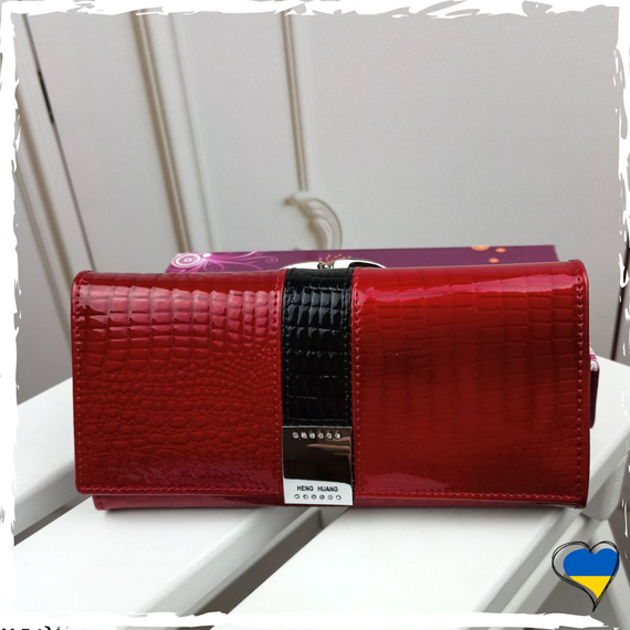 Гаманець жіночий лаковий з натуральної шкіри. Гаманець шкіряний. Кожаный кошелек | Зображення 3