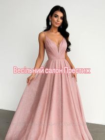 Блестящее выпускное платье, пудра - темно-синяя