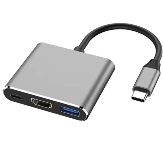 Переходник адаптер 3в1 с Type-C на HDMI, USB, USB-C / Конвертер Full HD, 1080p, 4K, 2K, UHD, | Зображення 1